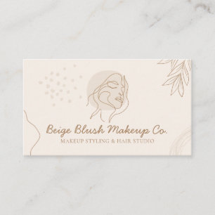 Beige Blush Calligraphy Beauty Face Classy Makeup Business Card