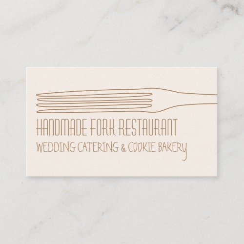 Beige Blush Fork Restaurant Cook Business Card