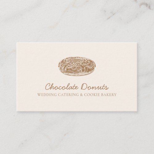 Beige Blush Homemade Chocolate Donut Logo Business Card