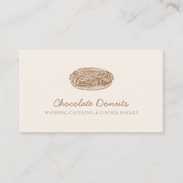 Beige Blush Homemade Chocolate Donut Logo Business Card (Front)