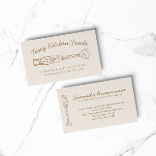 Beige Blush Homemade Food Bakery Cooker Business Card
