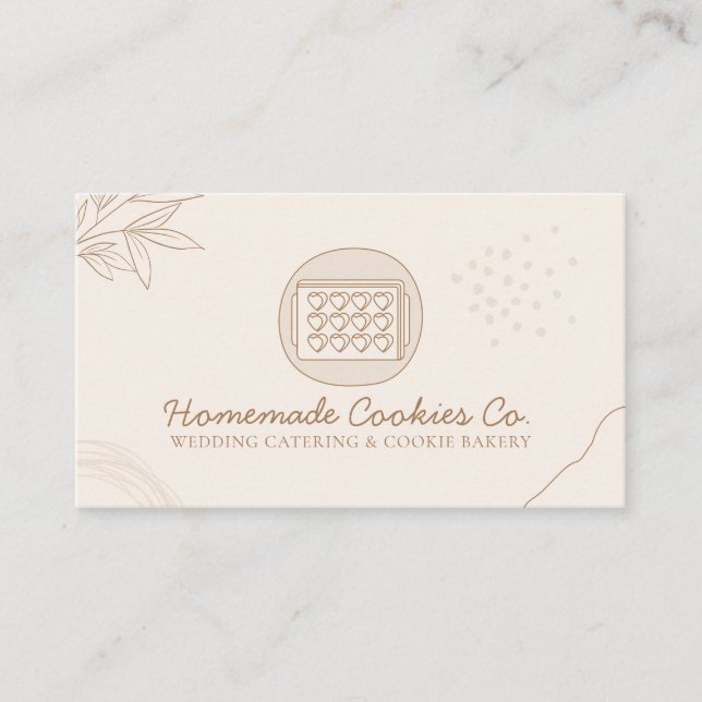 Beige Blush Homemade Heart Cookies Business Card (Front)