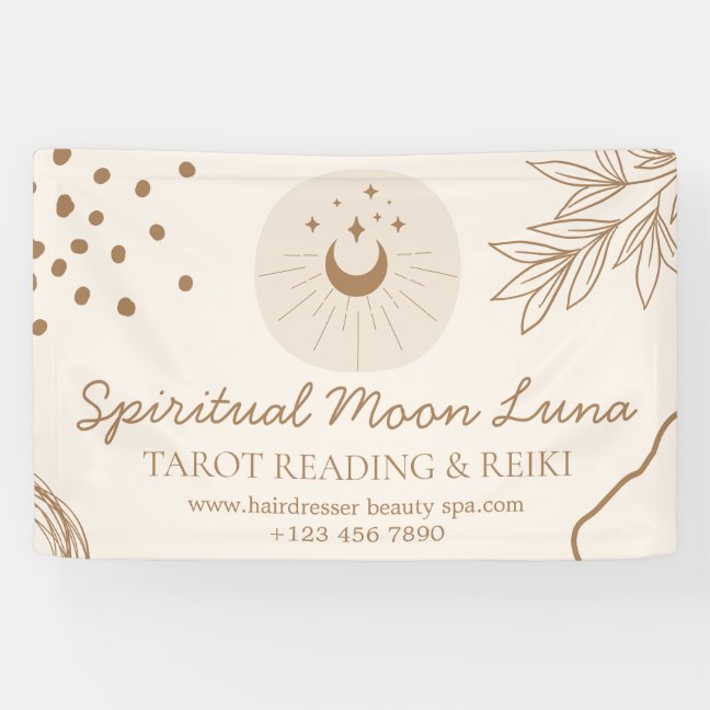 Beige Blush Moon and Stars Spiritual Reiki Banner