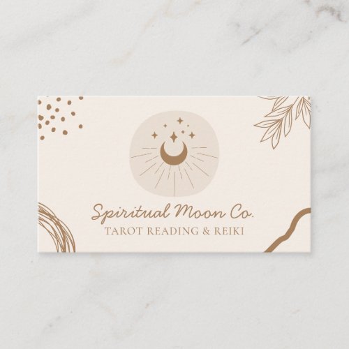 Beige Blush Moon Stars Spiritual Reiki Business Card