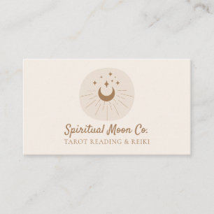 Beige Blush Moon Stars Spiritual Reiki Tarot Read Business Card