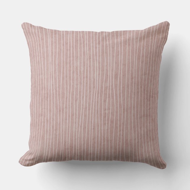 Beige Blush Pale Stripes Throw Pillow (Front)