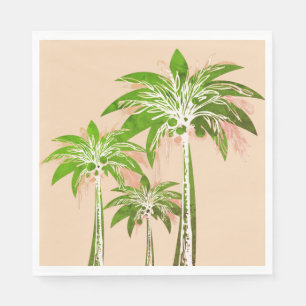 Beige Blush Palm Tree Tropical Bridal Shower Napkins