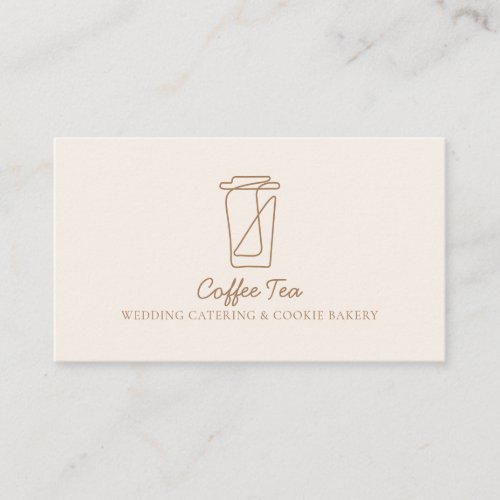 Beige Blush Paper Drink Tea Cup Business Card
