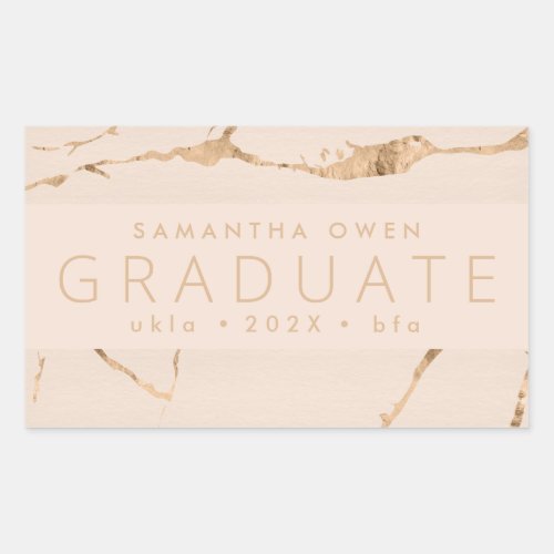  Beige Blush Photo Grad Gold Marble Photo Announce Rectangular Sticker