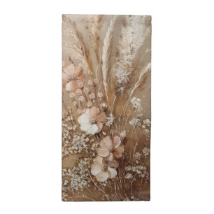 Beige Blush Pink Boho Flowers Cloth Napkin