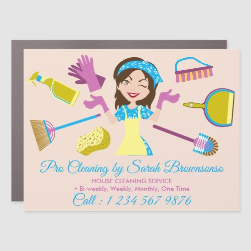 Beige blush pink Cleaning Services Washing Car Magnet