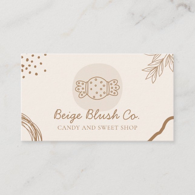 Beige Blush Wedding Planner Birthday Threat Candy Business Card (Front)