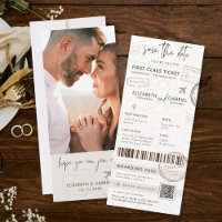 Beige Boarding Pass Destination Photo Wedding