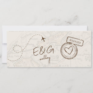 Beige Boarding Pass Destination Wedding Fiji Invitation