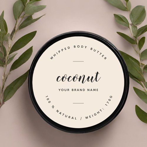 Beige body butter packaging label