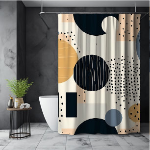 Beige bohemian colorful geometric abstract dots shower curtain