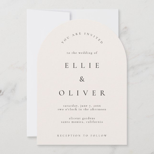 Beige Boho Arch Modern Wedding Invitation (Front)