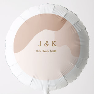 Beige boho curvy orange wedding name date balloon