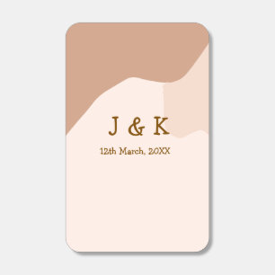 Beige boho curvy orange wedding name date matchboxes