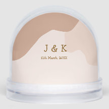 Beige boho curvy orange wedding name date