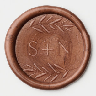 Beige Boho Monogram Wedding Wax Seal Sticker