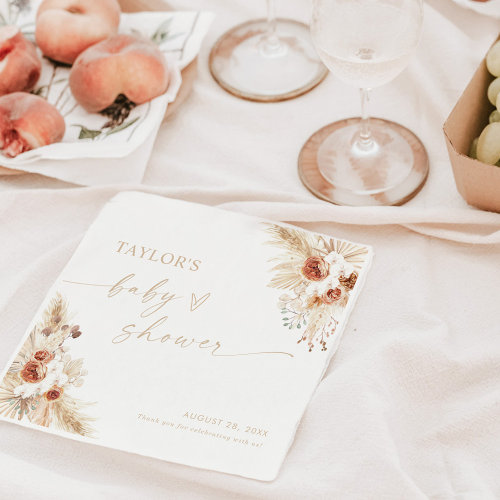 Beige Boho Pampas Grass Baby Shower