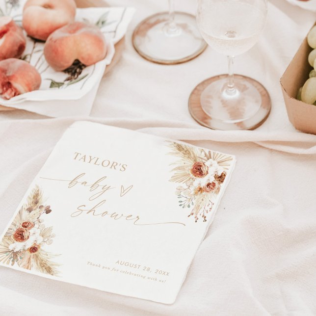 Beige Boho Pampas Grass Baby Shower Napkins (Creator Uploaded)