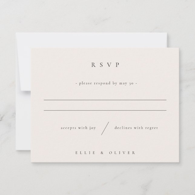 Beige Boho Photo Wedding Modern RSVP Card (Front)