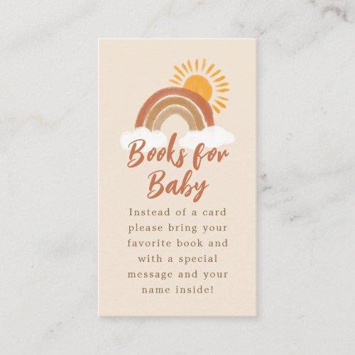 Beige Boho Rainbow Baby Shower Book Request Enclosure Card