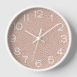 Beige & Boho Terracotta Brown Dots Clock