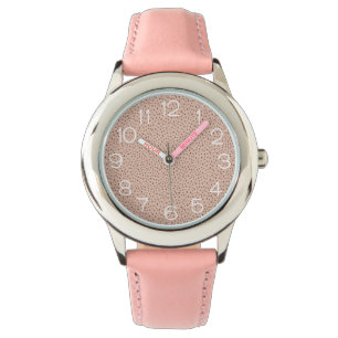 Beige & Boho Terracotta Brown Dots Monogram Watch