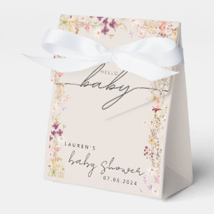Beige Boho Wildflower Baby Shower Gift Favor Boxes