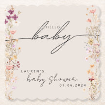 Beige Boho Wildflower Baby Shower Table Decor