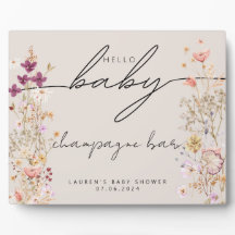 Beige boho wildflower baby shower tabletop sign