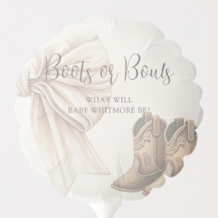 Beige Boots Or Bows Watercolor Gender Reveal Balloon