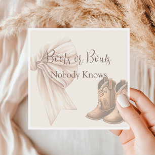 Beige Boots Or Bows Watercolor Gender Reveal Napkins