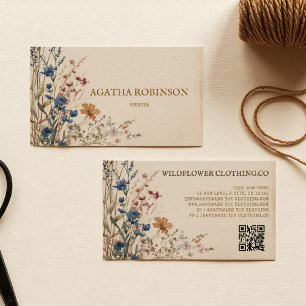 Beige Border Rustic Boho Wildflower Clothing Business Card