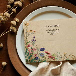 Beige Border Rustic Boho Wildflower Envelope