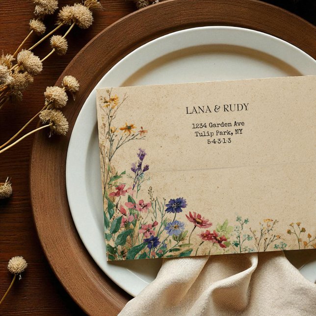 Beige Border Rustic Boho Wildflower  Envelope (Beige Border Rustic Boho Wildflower Envelope)