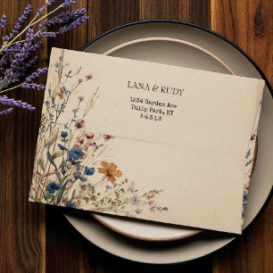 Beige Border Rustic Boho Wildflower  Envelope