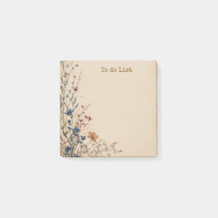 Beige Border Rustic Boho Wildflower Post-it Notes