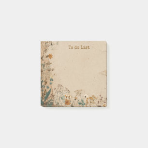 Beige Border Rustic Boho Wildflower Post-it Notes