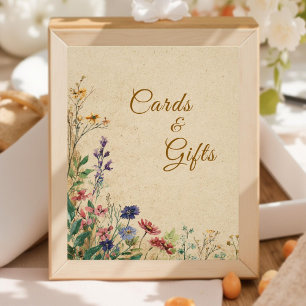 Beige Border Rustic Boho Wildflower Wedding Sign