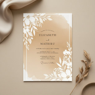 Beige Botanical Blossom Wedding Invitation