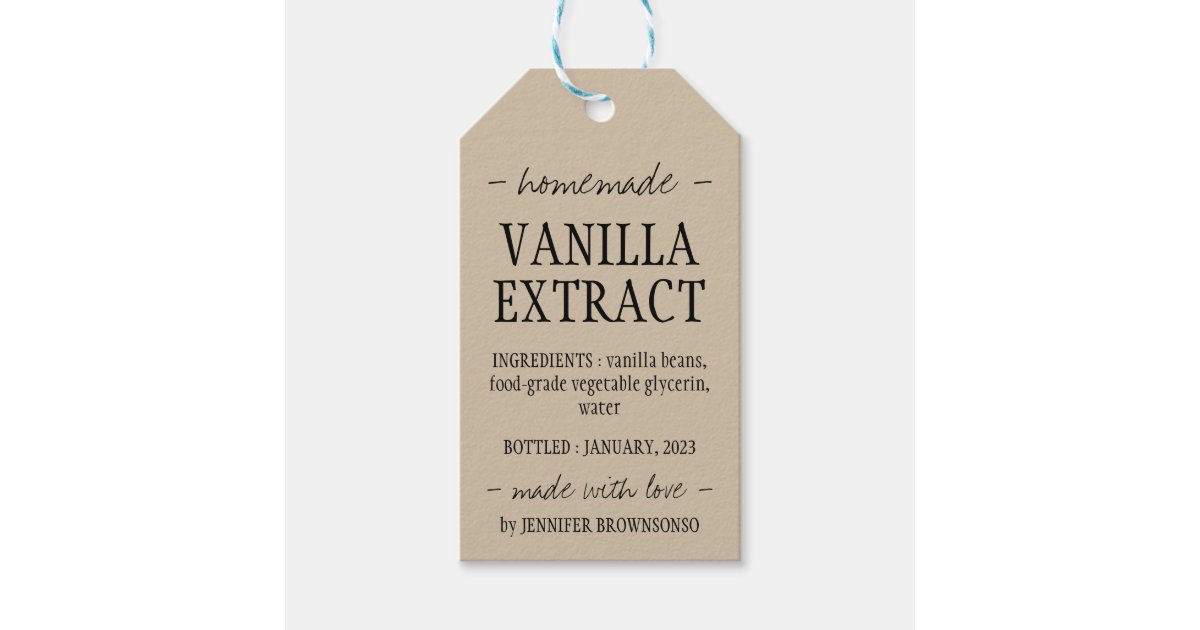 Beige Bottle Homemade Vanilla Extract Gift Tags