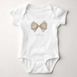 Beige Bow Baby Bodysuit