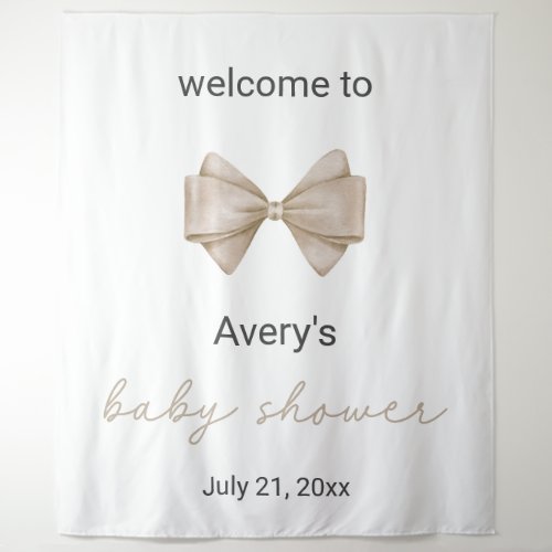 Beige Bow Baby Shower Tapestry