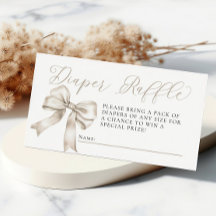 Beige Bow Coquette Baby Shower Diaper Raffle