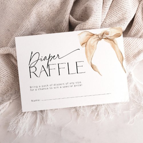 Beige Bow Diaper Raffle Ticket Baby Shower Enclosure Card