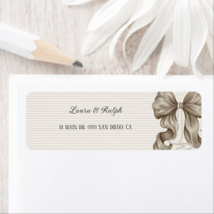 Beige Bow Elegant Stripes  Label
